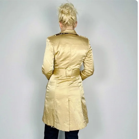 Vintage Caché Gold Trench Coat – Size Large - Picture 2 of 11